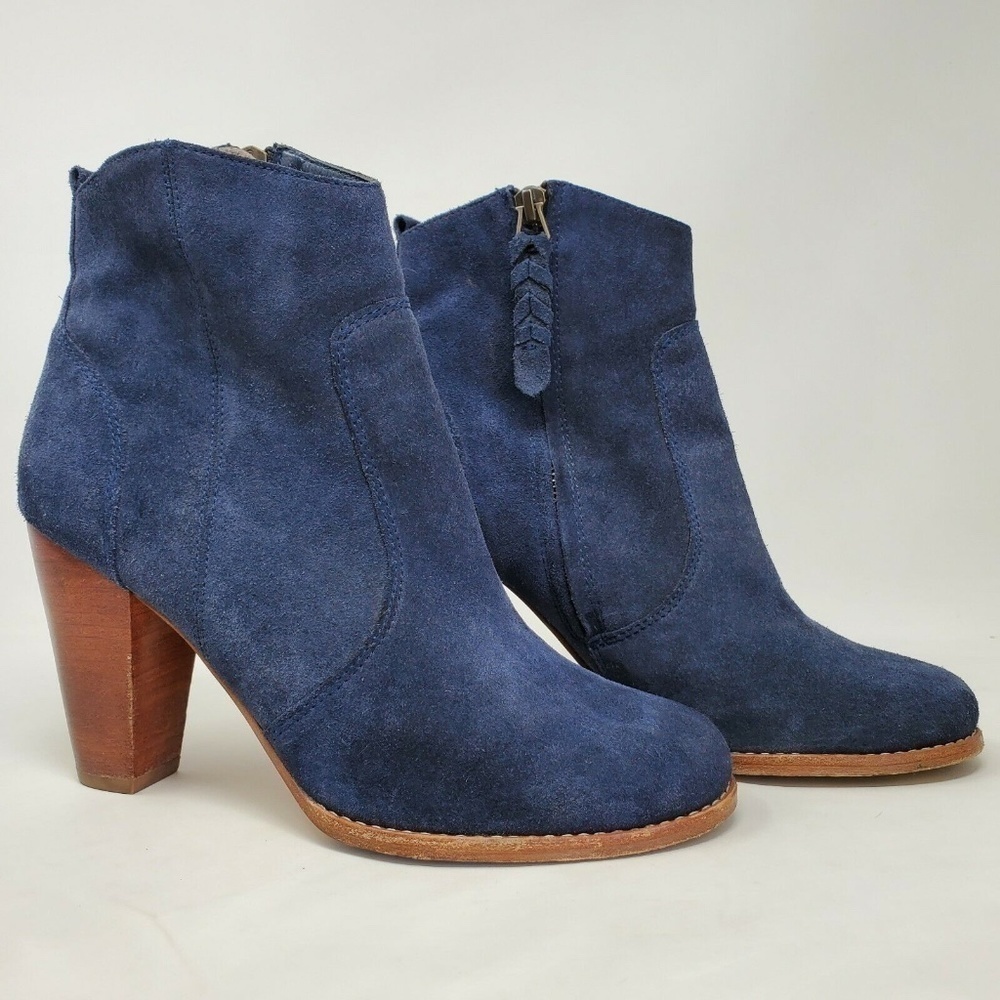 Joie Dalton Suede Tassel Heeled Bootie Blue Sz 38.5 Women's 8.5